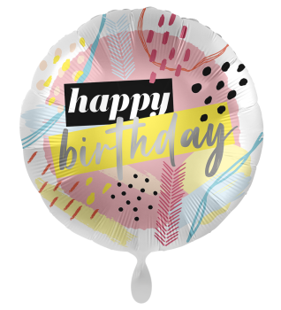 Folienballon - Happy Birthday, bunt - ø 43cm